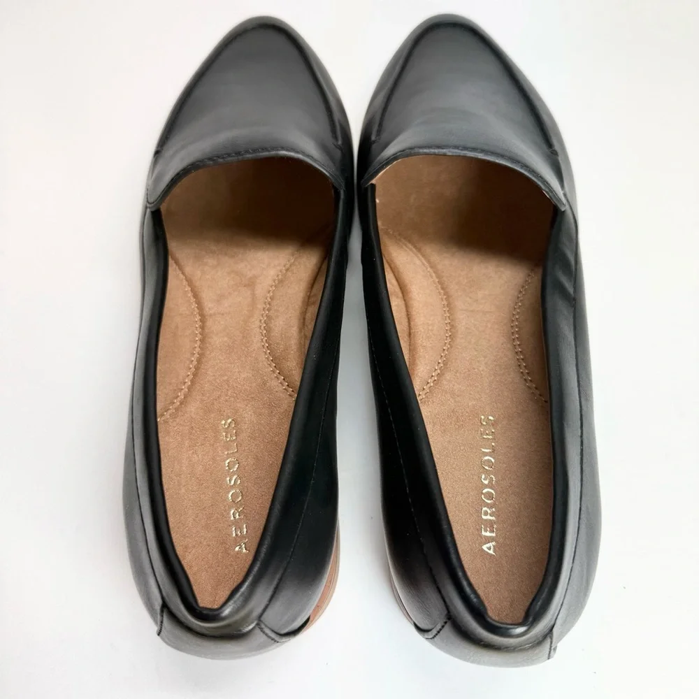 NIB Aerosoles Stacked Heel‎ Classic Black Loafers Women’s Size 11W